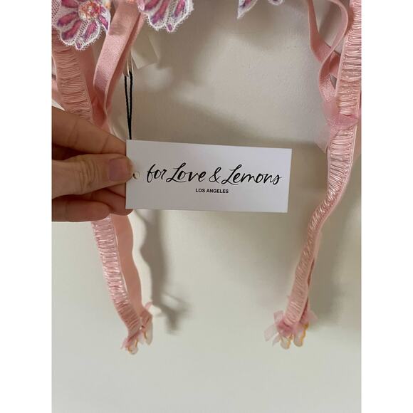 For Love & Lemons Floral Lace Garter Belt Pink Size Small NEW - Picture 10 of 11